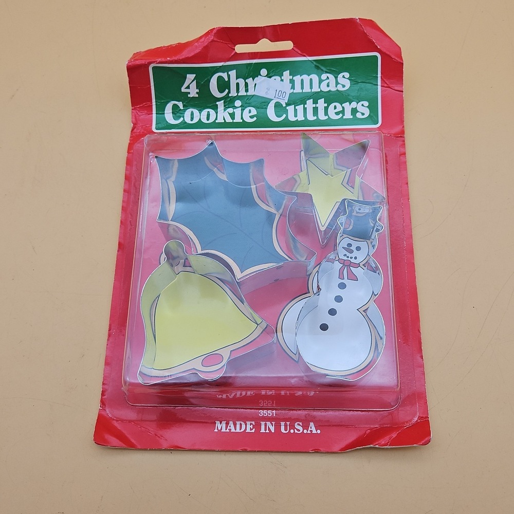 Vintage Christmas Cookie Cutters Lot Of 4 Brand Nea NOS Made In USA Fox Run